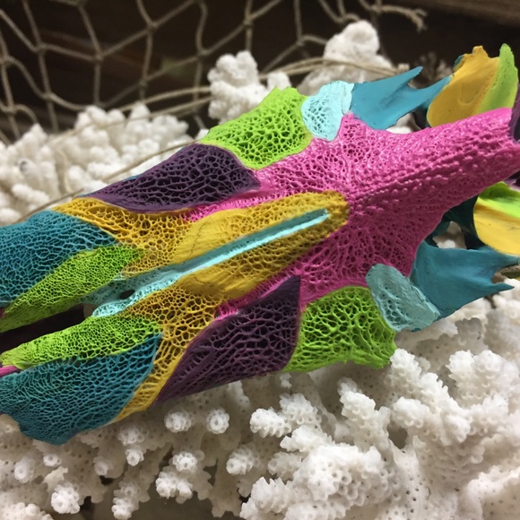 Hand Painted Crucifix Fish Skull Bone, Necklace - Picture 6 of 6